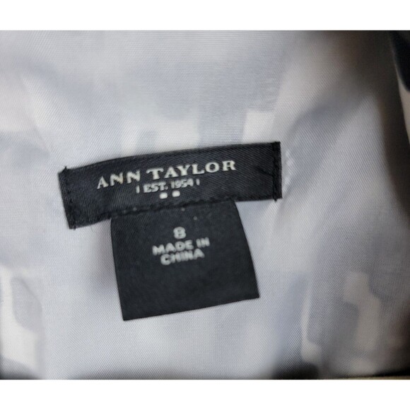 Ann Taylor Dress Womens 8 Black Brown Cream Geometric V-Neck Corpcore Siren - Picture 3 of 16